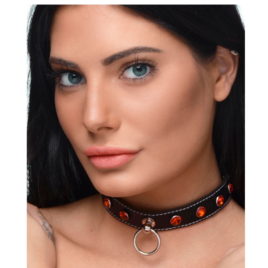Red Rhinestone Choker With O-ring
