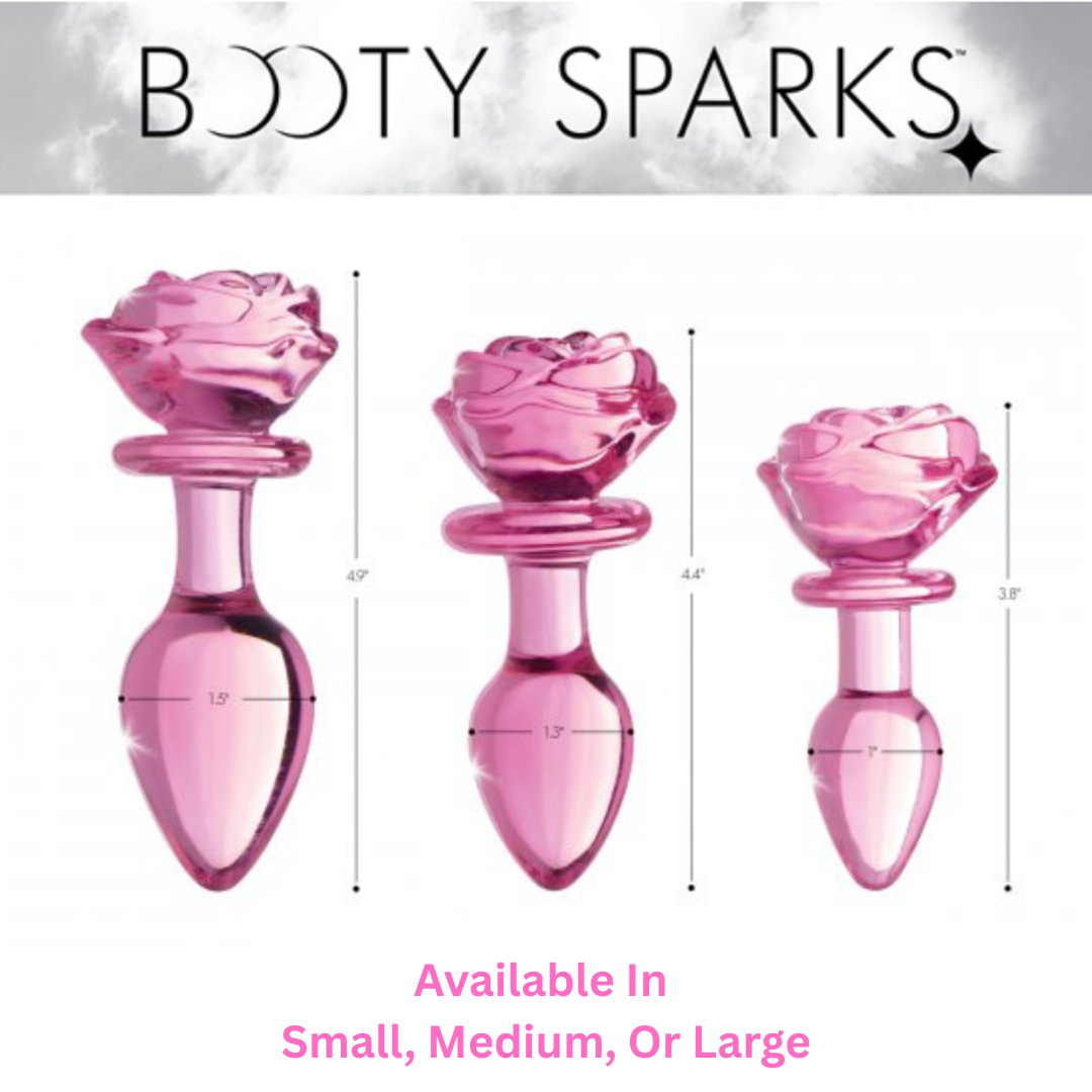 Pink Rose Glass Anal Plug