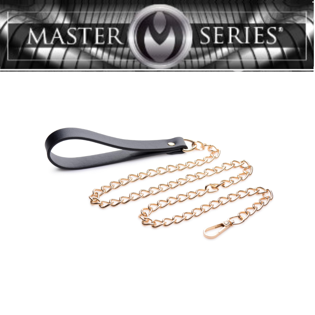 Leashed Lover Black And Gold Chain Leash