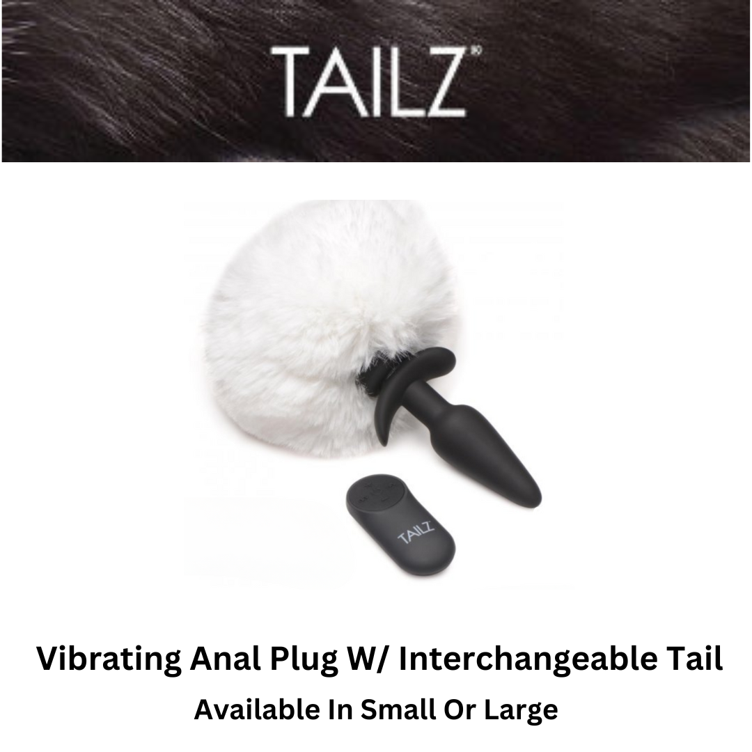 Vibrating Anal Plug With Interchangeable White Bunny Tail