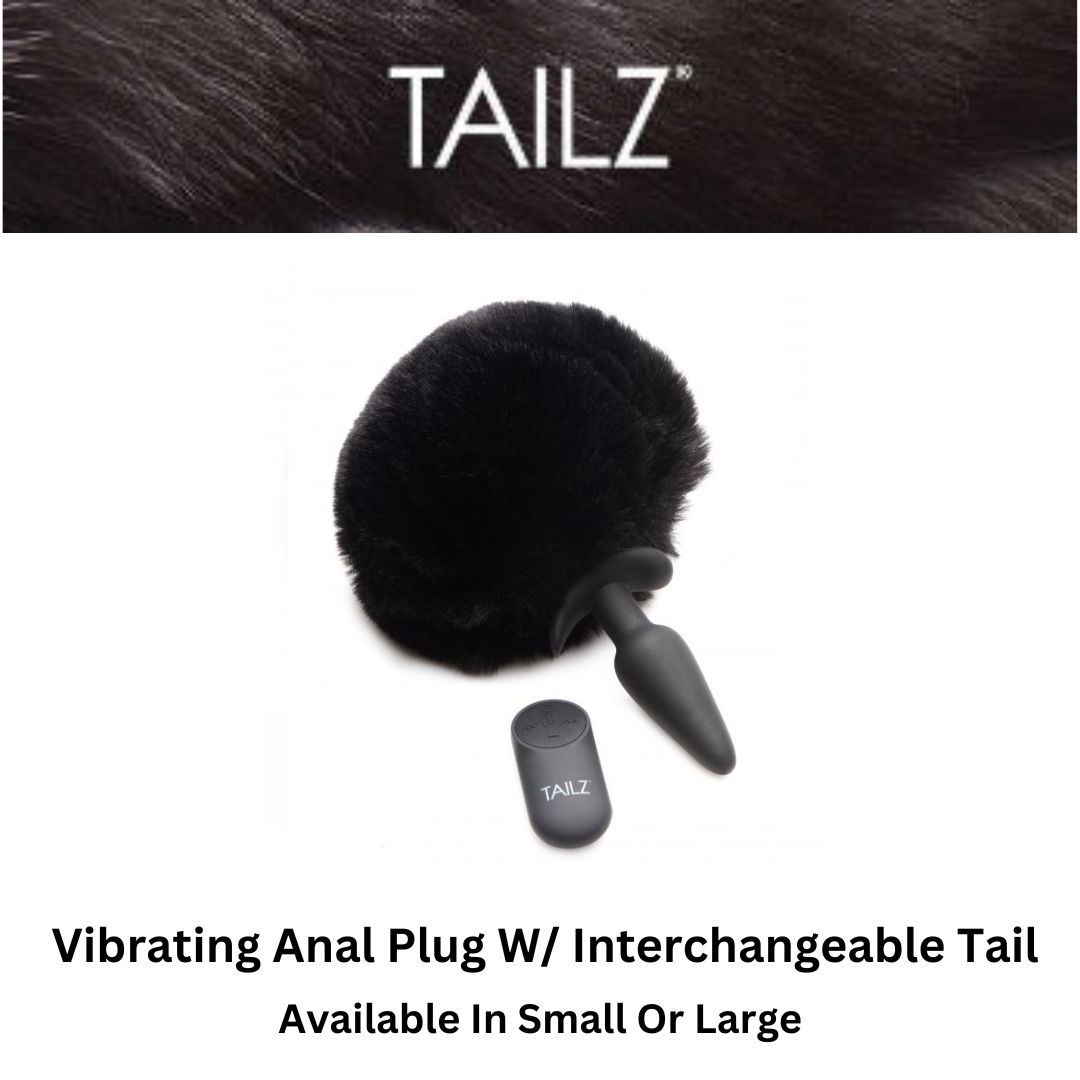 Vibrating Anal Plug With Interchangeable Black Bunny Tail