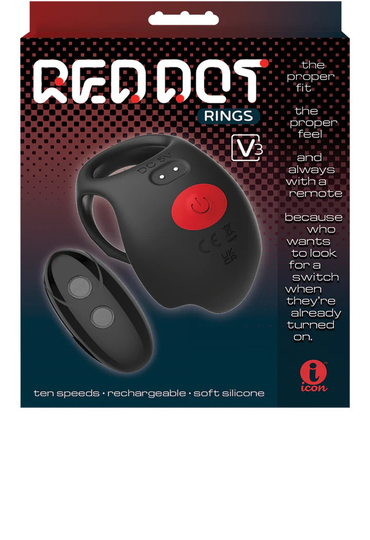 Red Dot Vibrating Cock Ring V3 With Remote