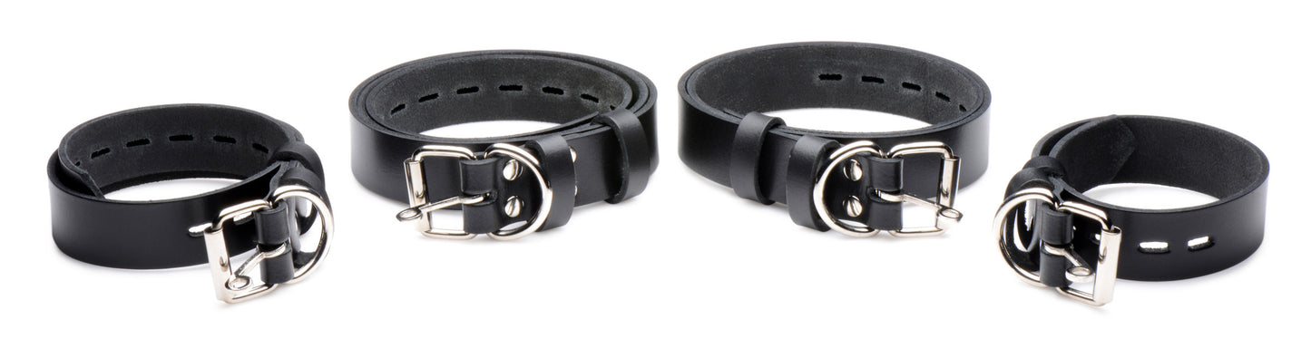 4Pk Leather Locking Bondage Straps
