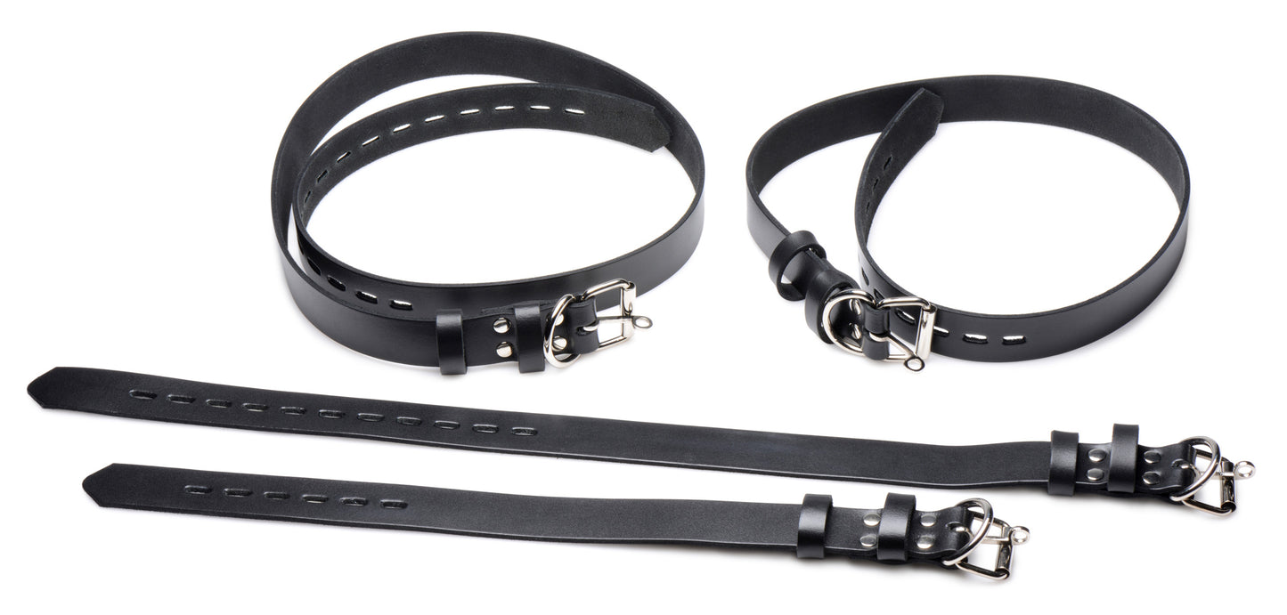 4Pk Leather Locking Bondage Straps