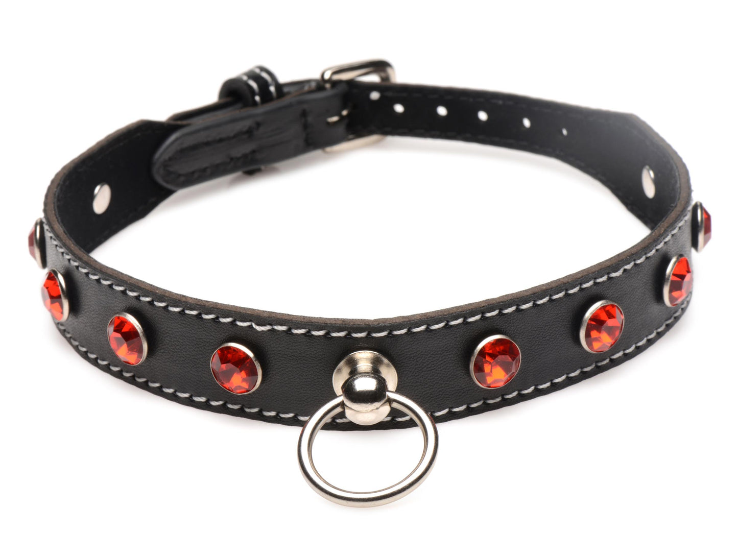 Red Rhinestone Choker With O-ring