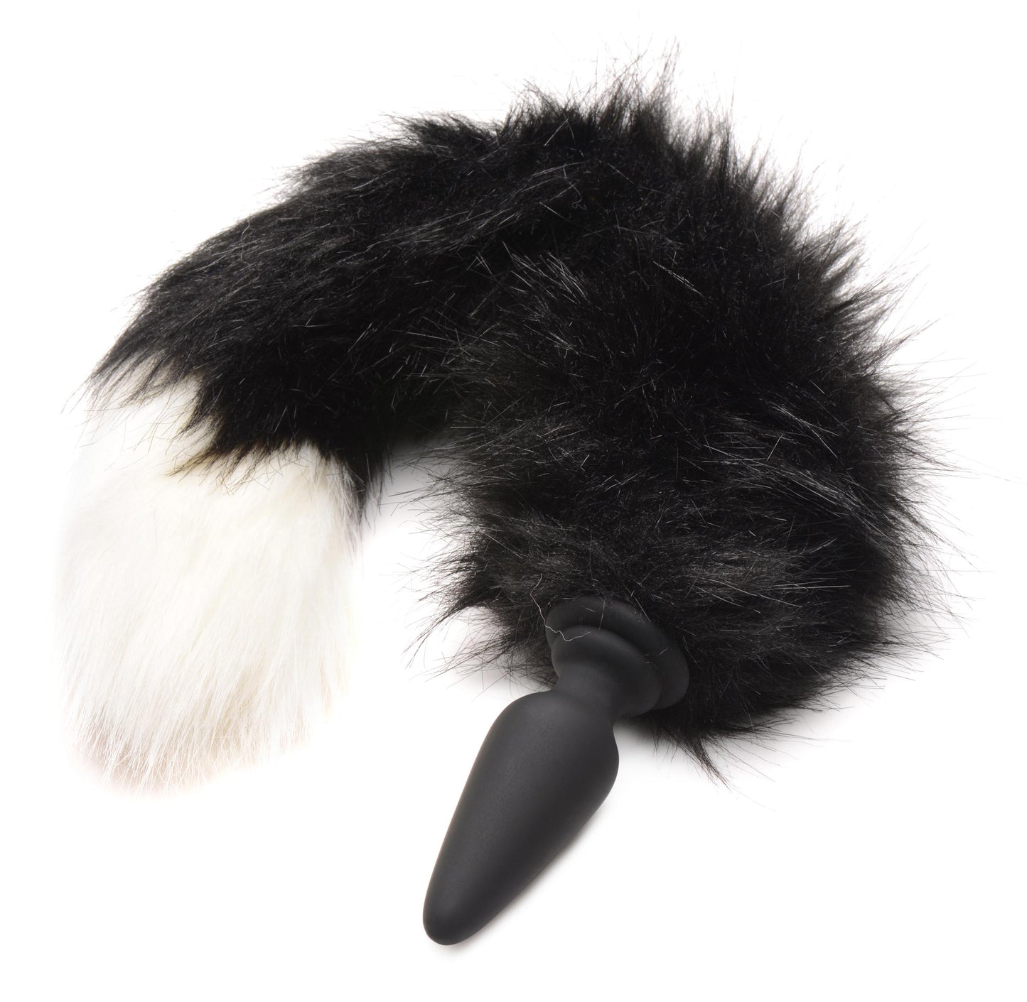 Anal Plug With Interchangeable Black and White Fox Tail