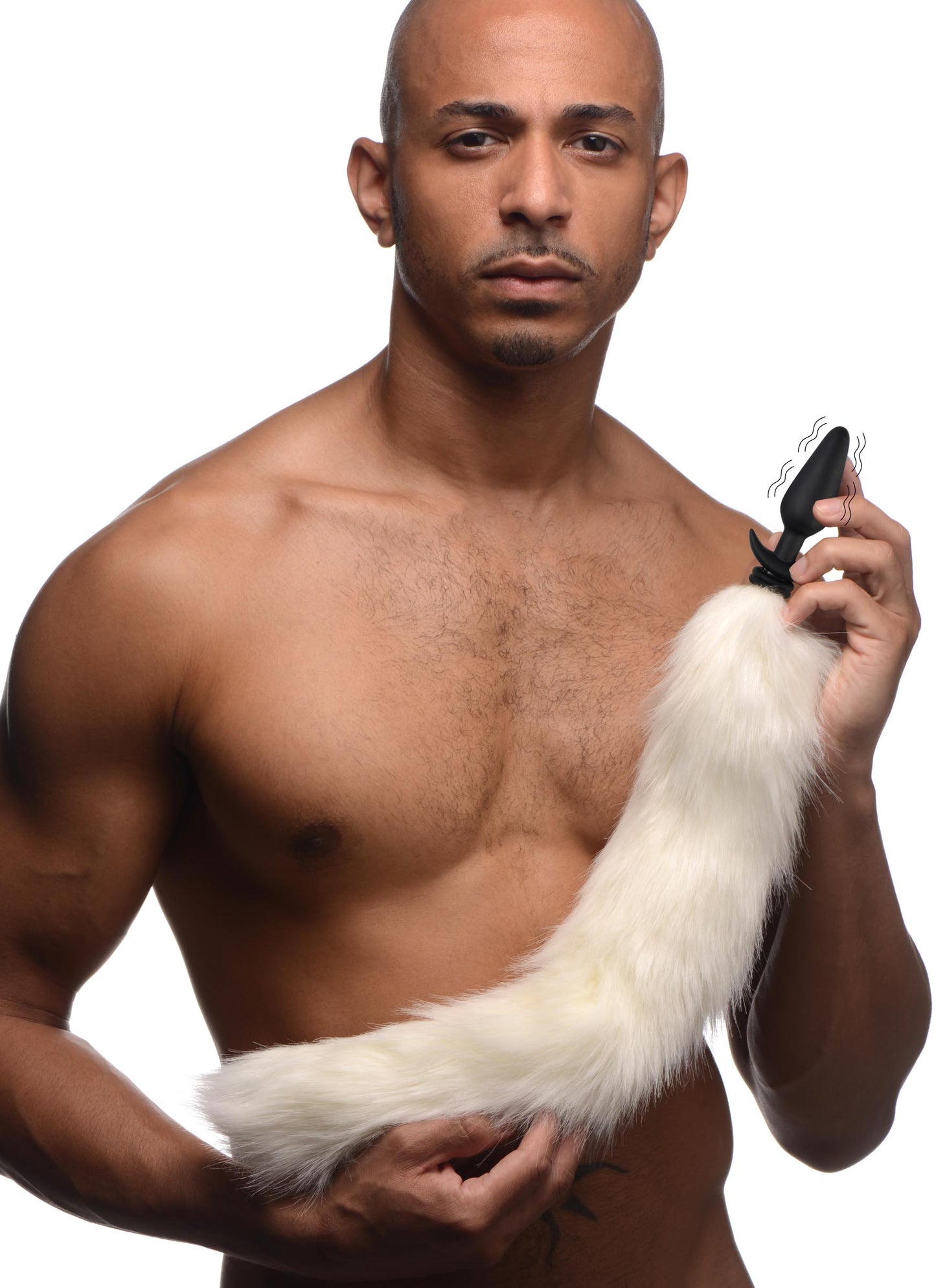 Vibrating Anal Plug With Interchangeable White Fox Tail
