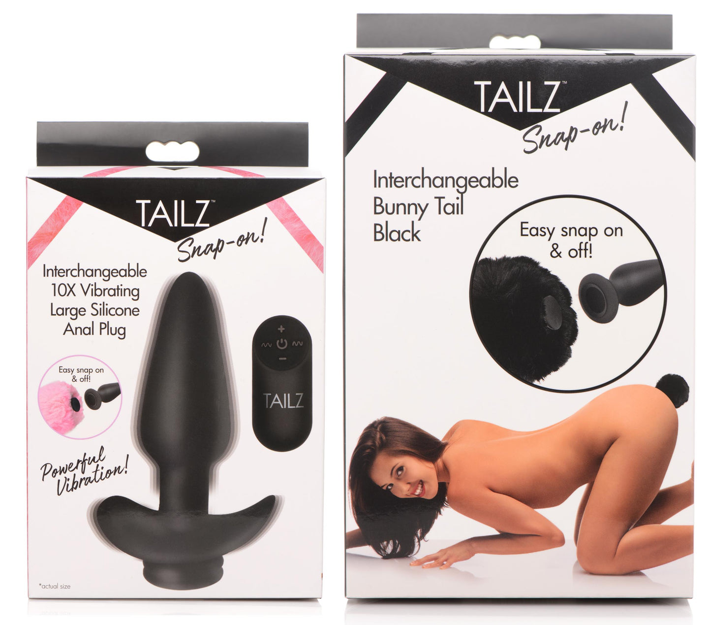 Vibrating Anal Plug With Interchangeable Black Bunny Tail