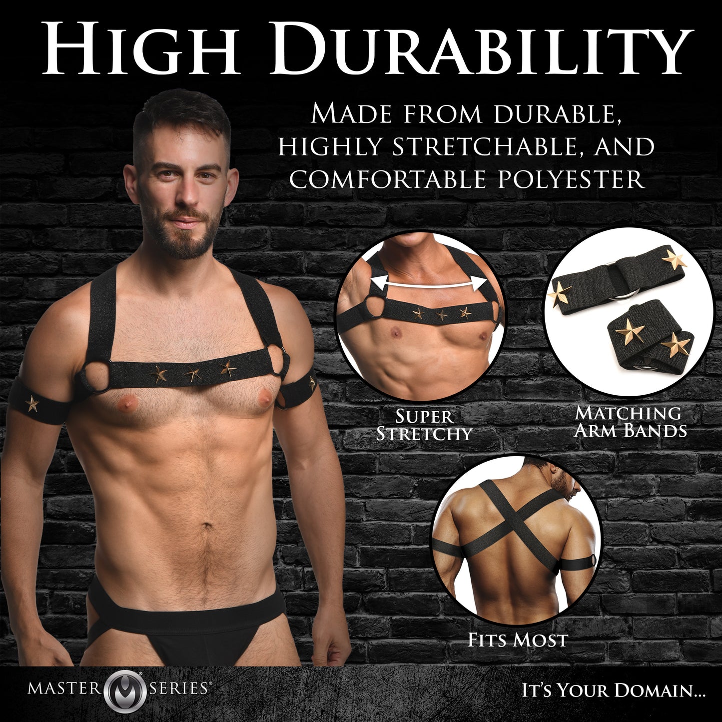 Rave Harness Elastic Chest Harness With Arm Bands