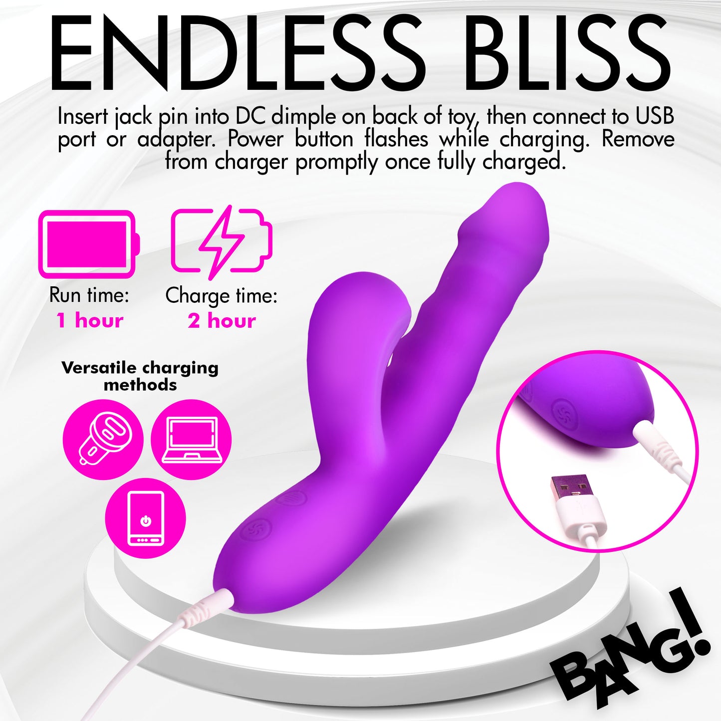 Thrusting & Sucking Silicone Rabbit Vibrator