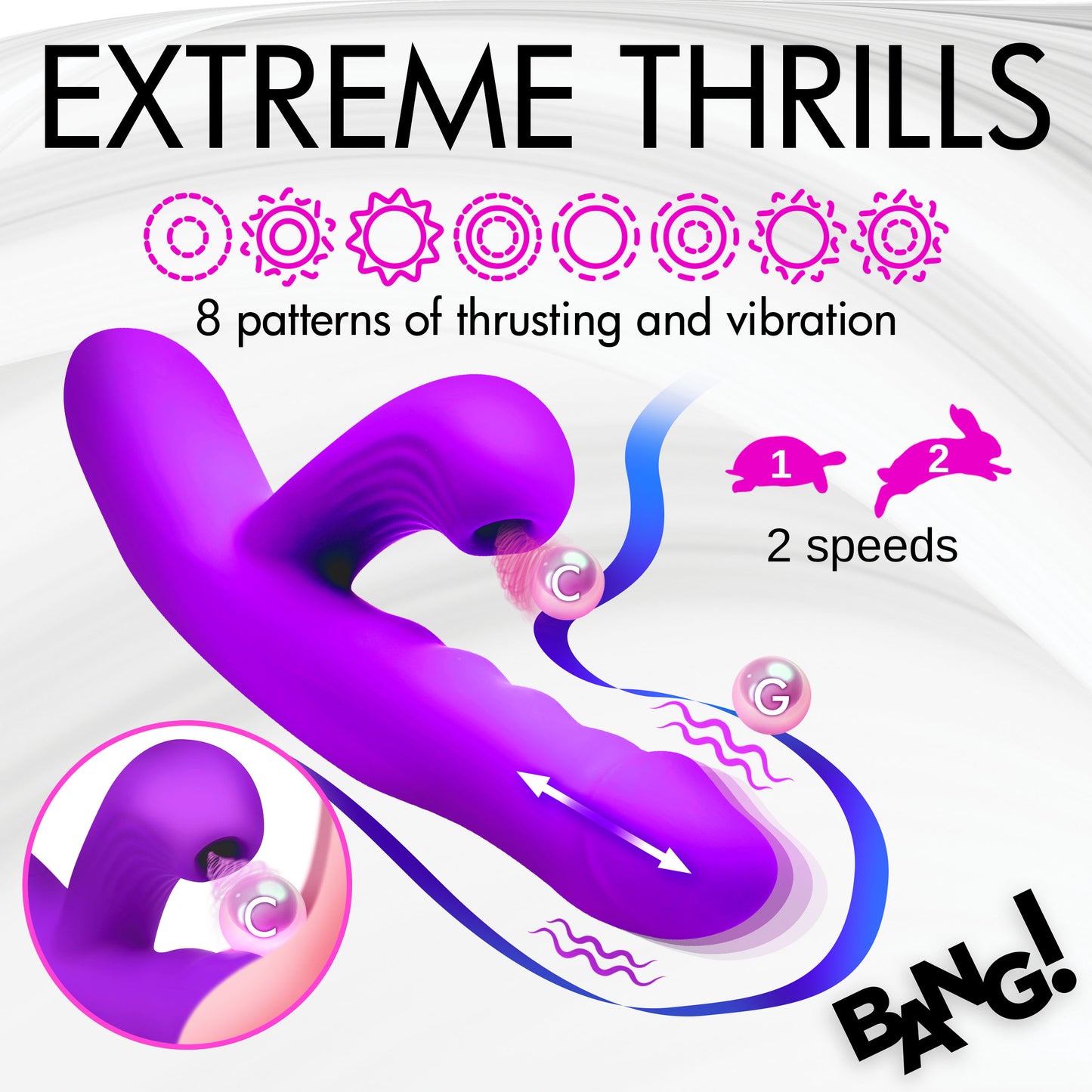 Thrusting & Sucking Silicone Rabbit Vibrator