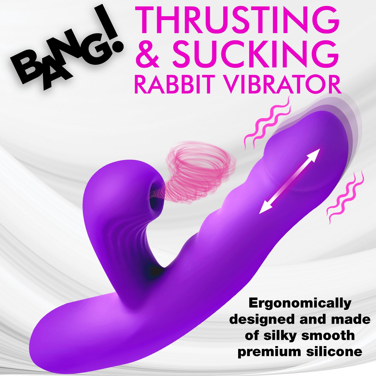 Thrusting & Sucking Silicone Rabbit Vibrator