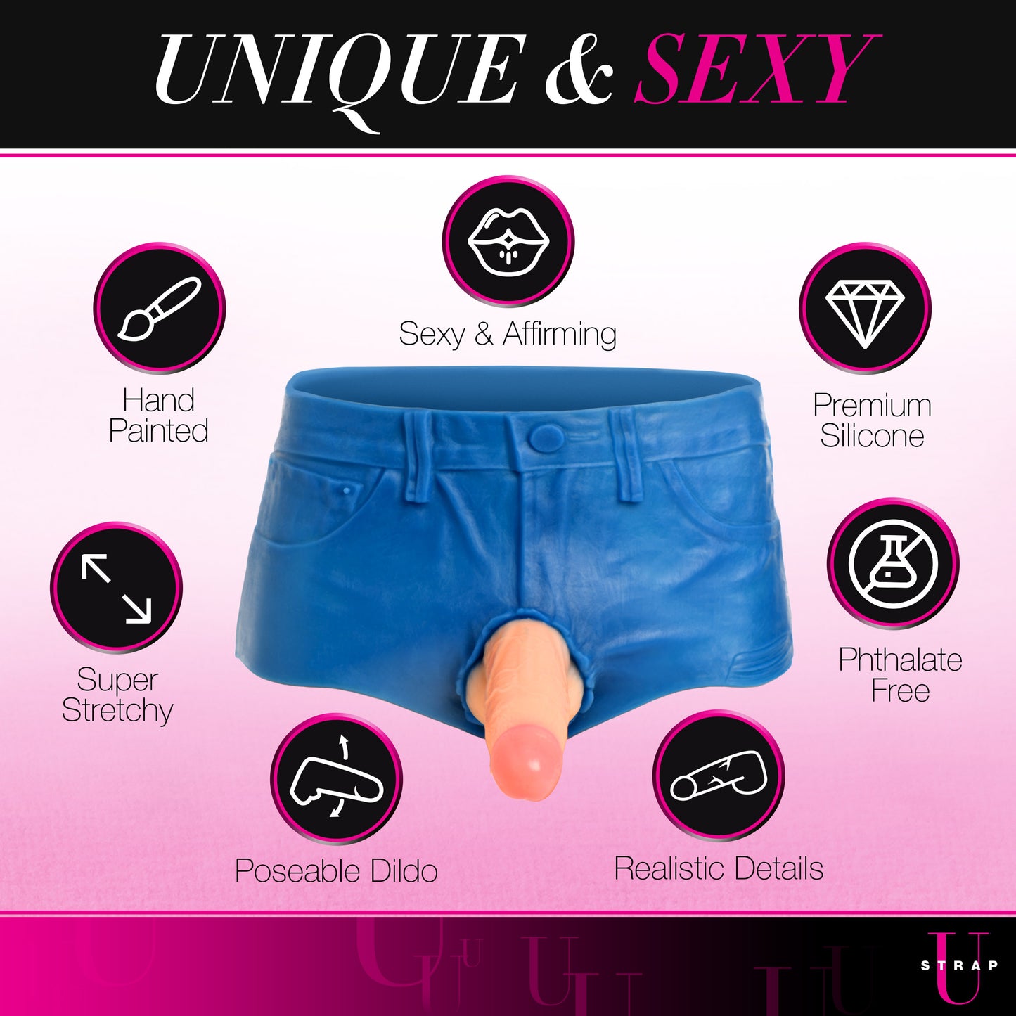 Booty Shorts 6 Inch Dildo Silicone Strap On Harness