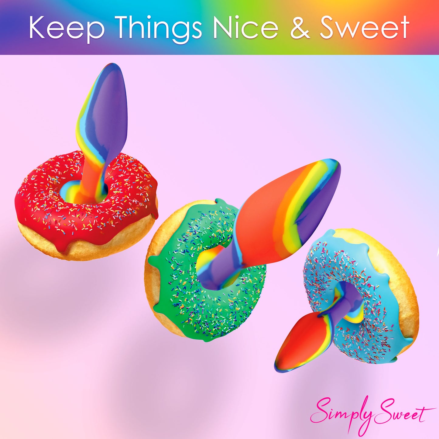 3PC Rainbow Silicone Butt Plug Set