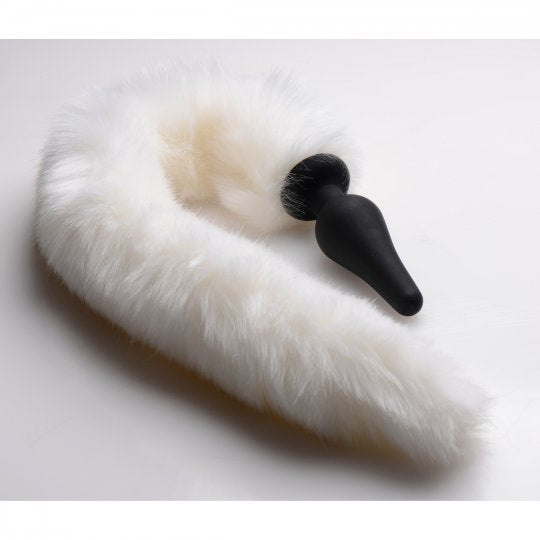 Vibrating Anal Plug With Interchangeable White Fox Tail