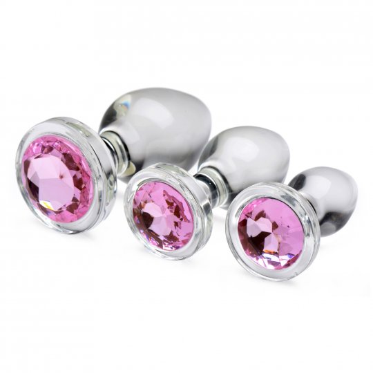 Pink Gem Glass Anal Plug