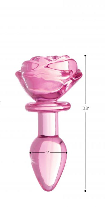 Pink Rose Glass Anal Plug