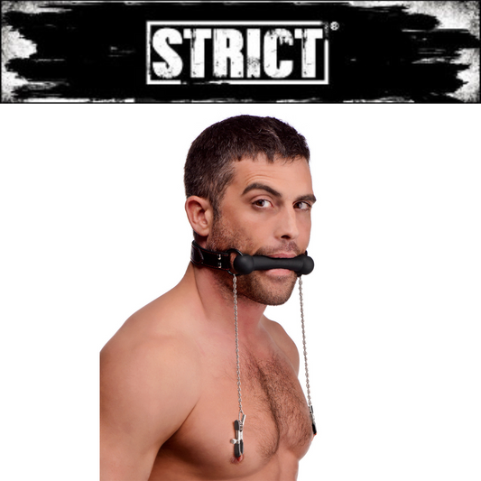 Silicone Bit Gag With Nipple Clamps