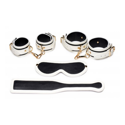 Master Series Kink in the Dark Glowing Cuffs Blindfold and Paddle Bondage Set