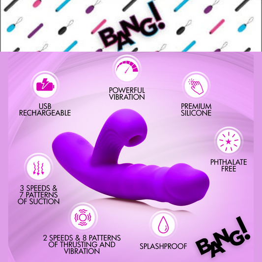 Thrusting & Sucking Silicone Rabbit Vibrator