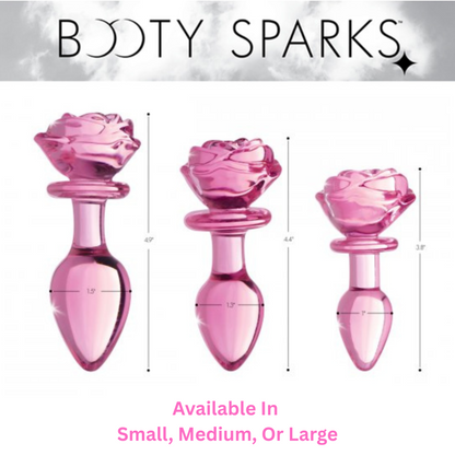Pink Rose Glass Anal Plug