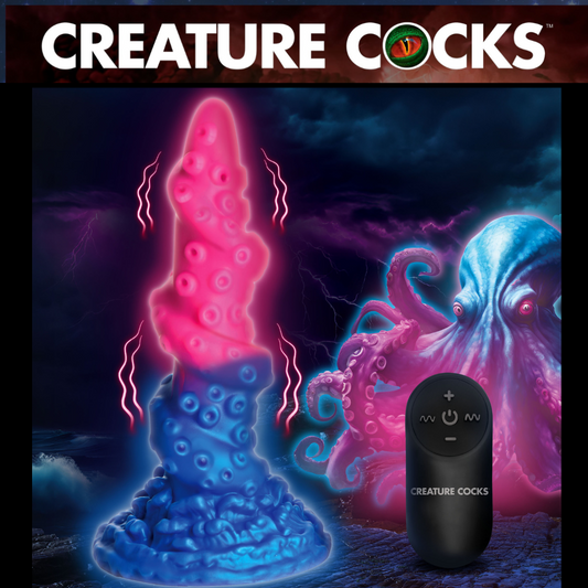 Deluxe Lord Kraken Vibrating Glow-in-the-dark Silicone Dildo