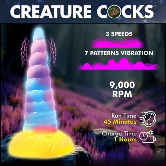 Unicorn Glow-in-the-dark Vibrating Silicone Dildo
