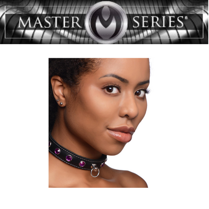 Royal Vixen Leather Choker With Rhinestones