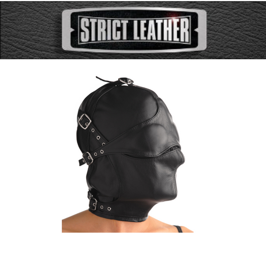 Asylum Leather Hood With Removable Blindfold And Muzzle