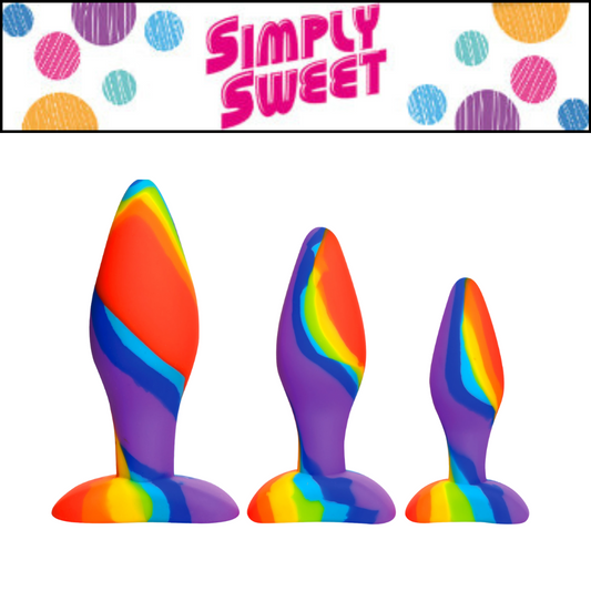 3PC Rainbow  Silicone Butt Plug Set