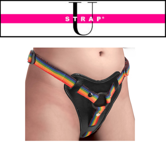 Rainbow Strap On Harness With Silicone O-rings