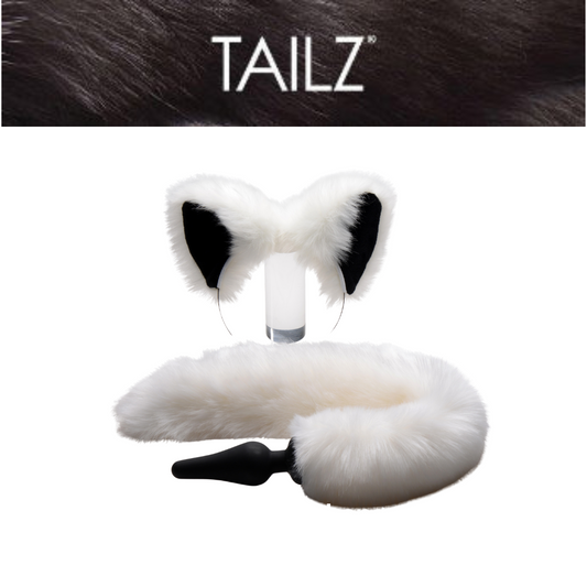 White Fox Tail Anal Plug And Ears Set