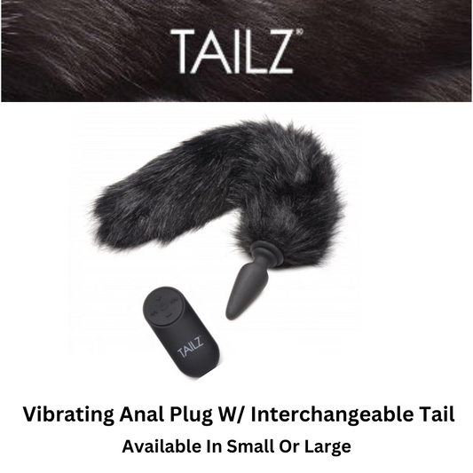 Vibrating Anal Plug With Interchangeable Black Fox Tail
