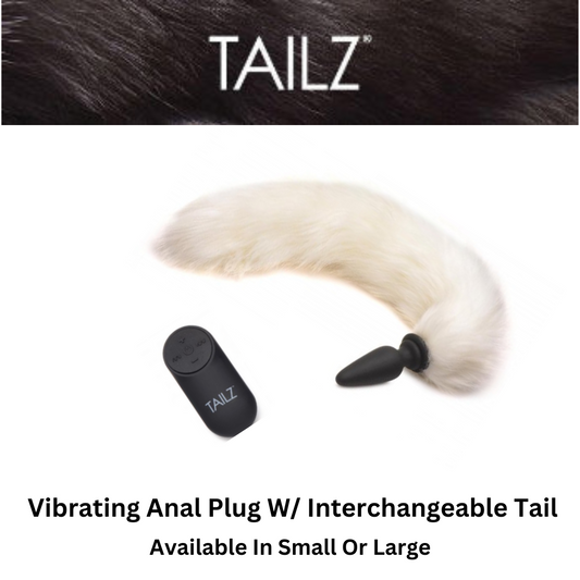Vibrating Anal Plug With Interchangeable White Fox Tail