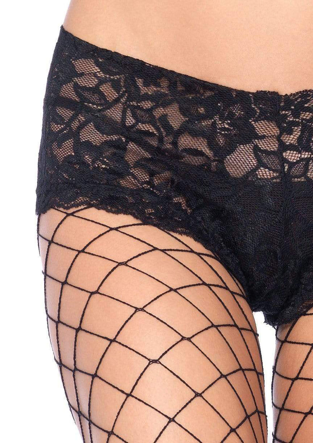 Black Fence Net Boy Short Pantyhose