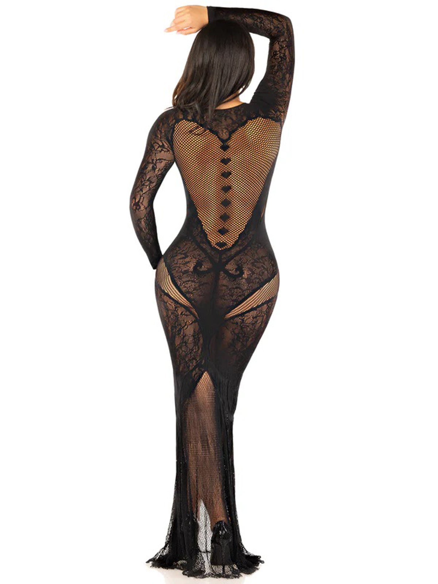 Lace and Net Body Con Gown