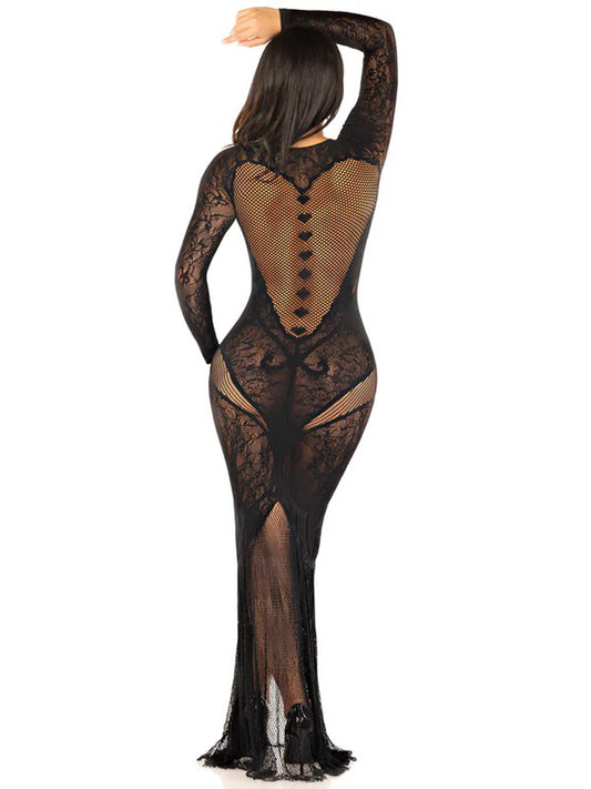 Lace and Net Body Con Gown