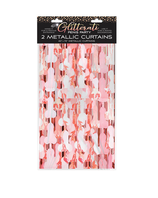 Rose Gold Glitterati Penis Foil Curtain