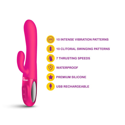 Hypnotic Thrusting Rabbit with Swinging Clitoral Stimulator