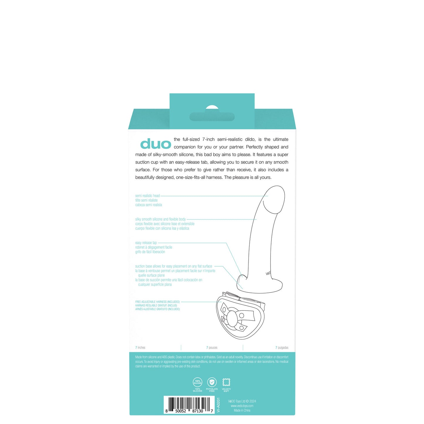 Duo Semi-Realistic Dildo With Harness