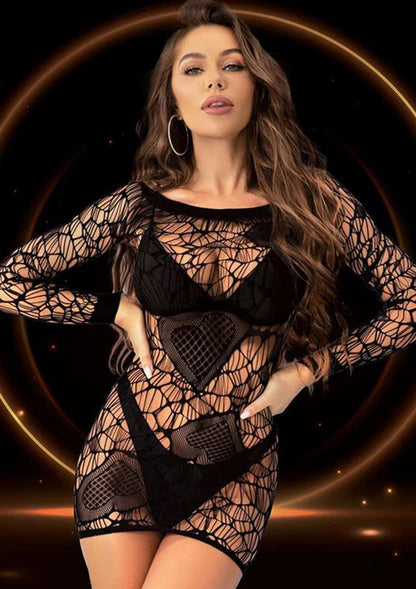 Black Long Sleeve Mini Dress