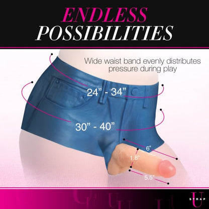 Booty Shorts 6 Inch Dildo Silicone Strap On Harness