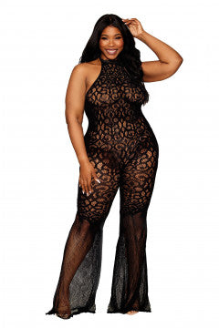 Black Flair Leg Bodystocking