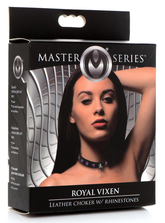 Royal Vixen Leather Choker With Rhinestones