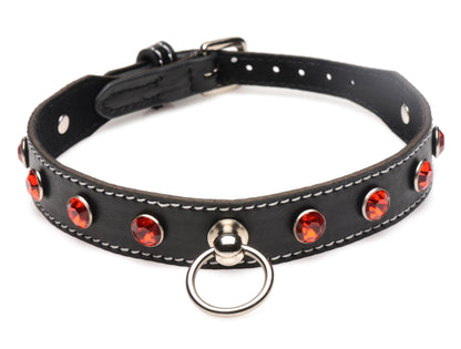 Red Rhinestone Choker With O-ring