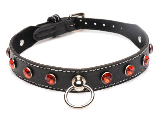Red Rhinestone Choker With O-ring