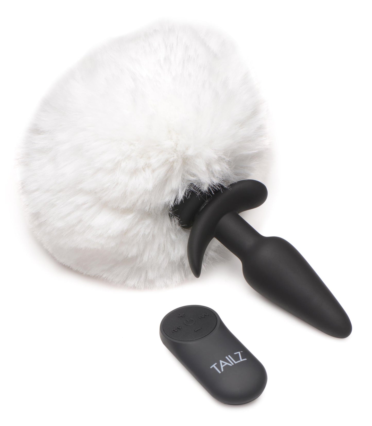 Vibrating Anal Plug With Interchangeable White Bunny Tail