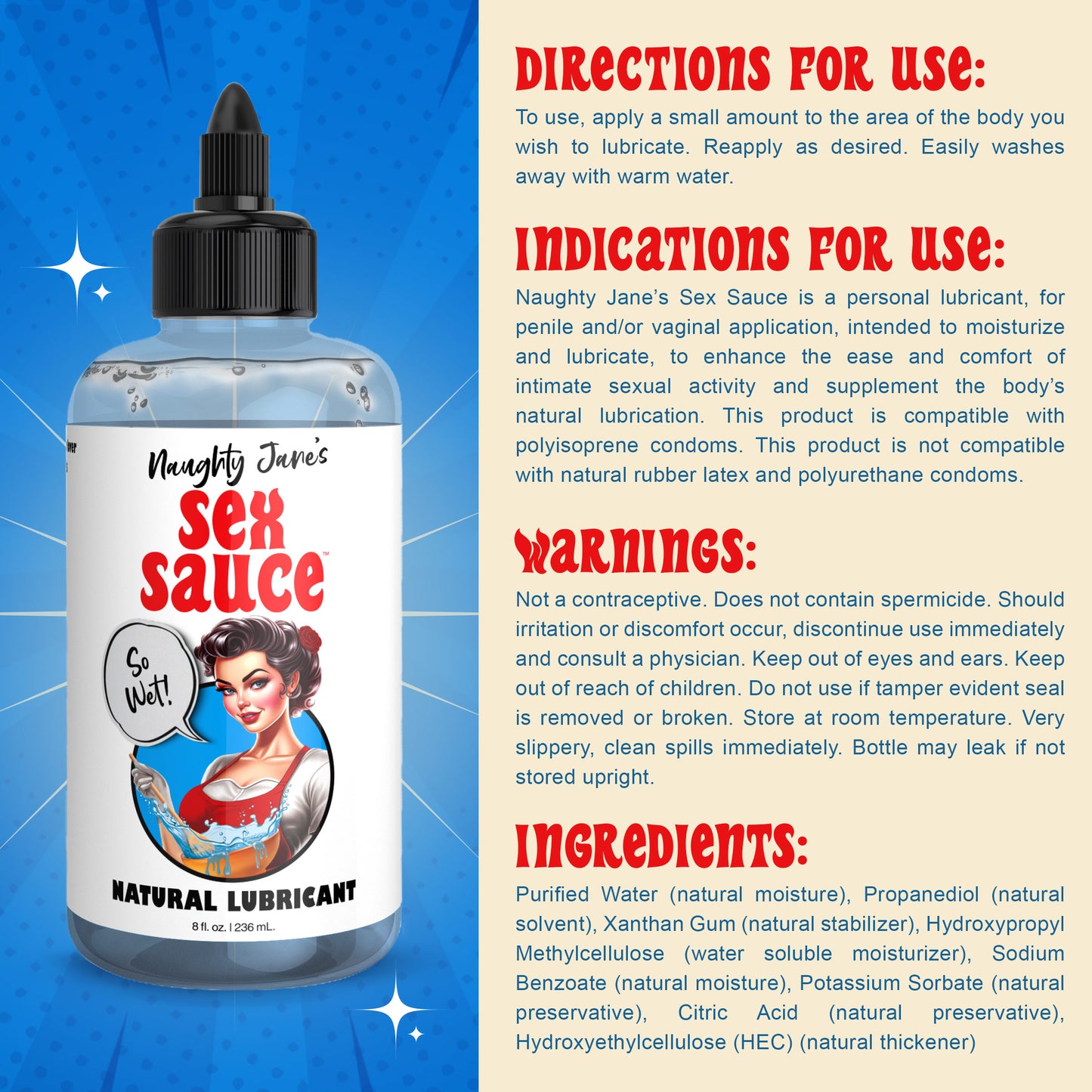 Naughty Jane's Sex Sauce Natural Water-based Lubricant