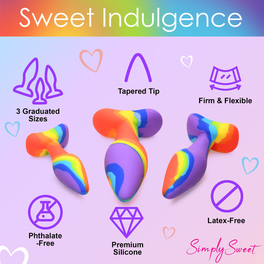3PC Rainbow  Silicone Butt Plug Set