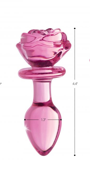 Pink Rose Glass Anal Plug